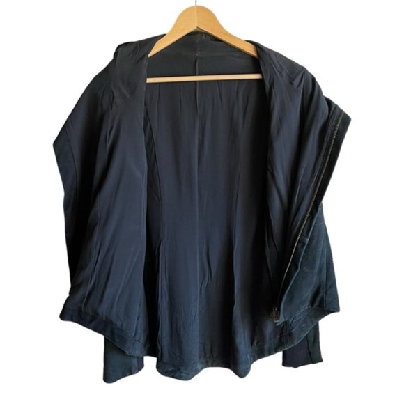 VEDA Black Suede Leather Jacket Wool Knit Panels Underarms Women’s Medium - Picture 11 of 14